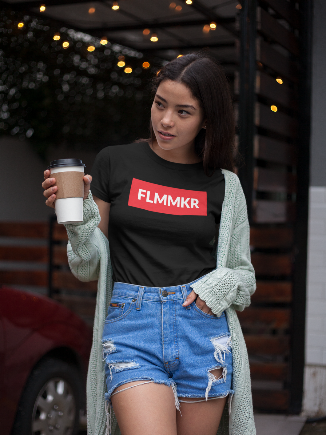 Black Shirt Red Box Logo Unisex FLMMKR Tee